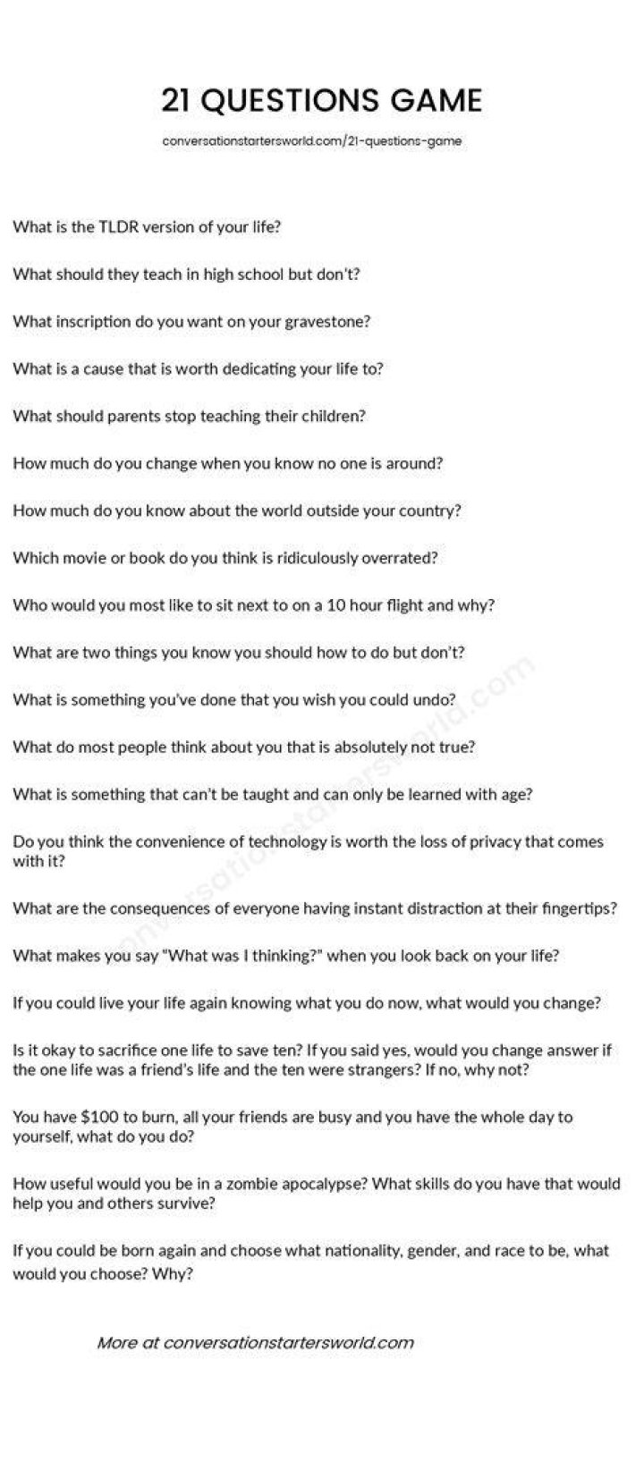 21 questions game for friends