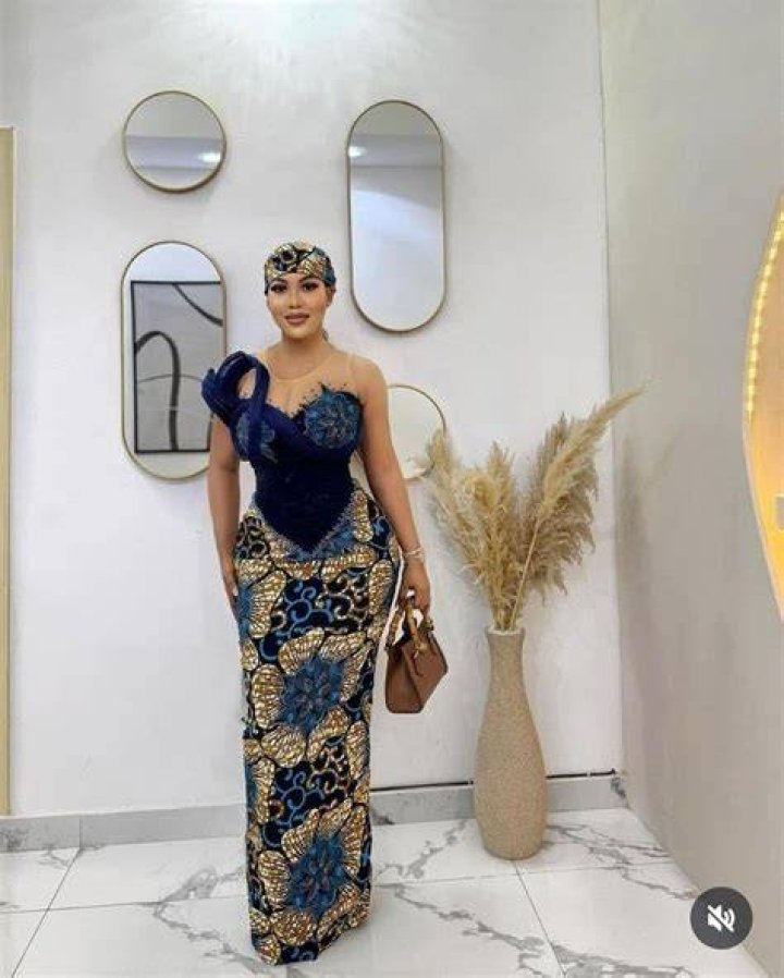 Ankara beaded evening gown