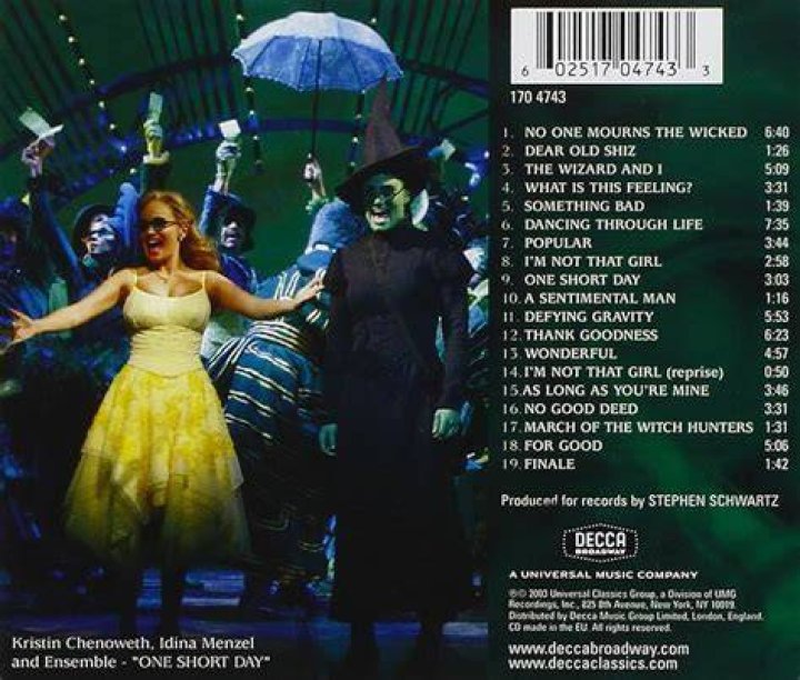 Wicked Soundtrack - songs from wicked the musical with lyrics